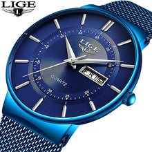 Load image into Gallery viewer, 2019 New Blue Quartz Clock LIGE Mens